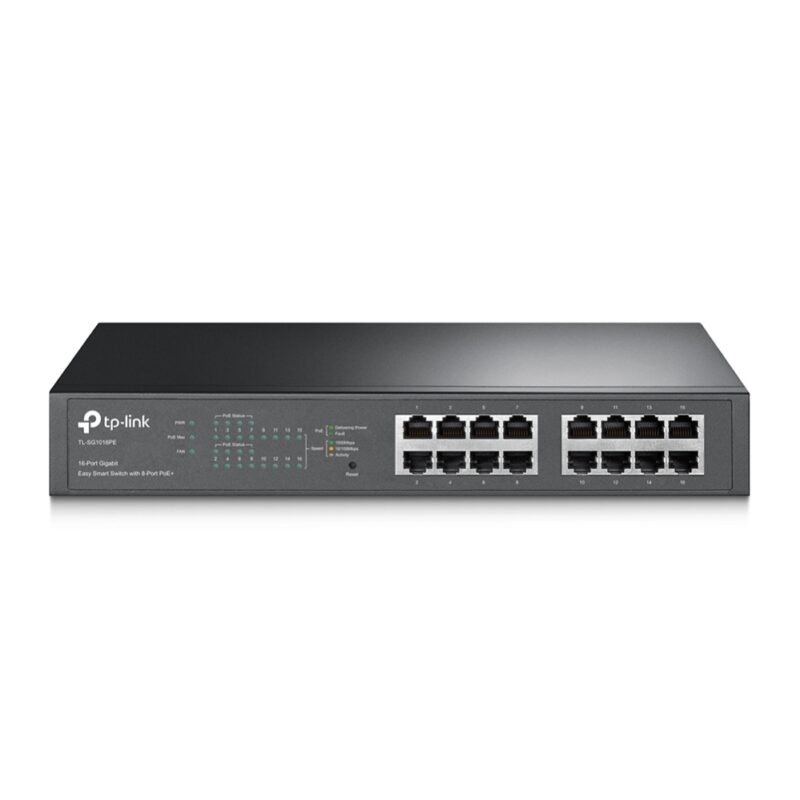 Switch Easy Smart de 16 Puertos Gigabit con 8 Puertos PoE+ – TL-SG1016PE