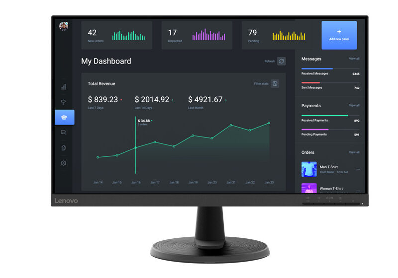 Monitor Lenovo ThinkVision C24-40 LED 23.8", Full HD, FreeSync, 75Hz, HDMI, Negro - 63DCKAR6LA