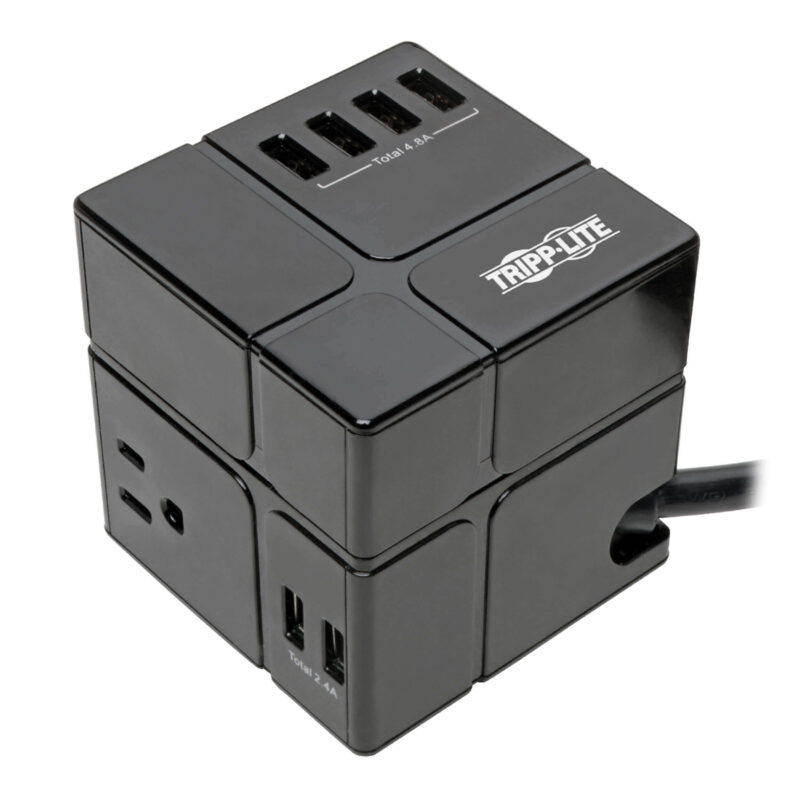 Cubo de energía supresor de sobretensiones con 3 tomacorrientes - TLP366CUBEUSBB