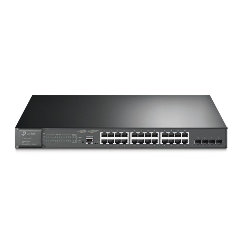 Switch TP-Link Gigabit Ethernet JetStream, 24 Puertos PoE+ 10/100/1000Mbps + 4 Puertos SFP, 56 Gbit/s, 8.000 Entradas - Administrable -  TL-SG3428MP