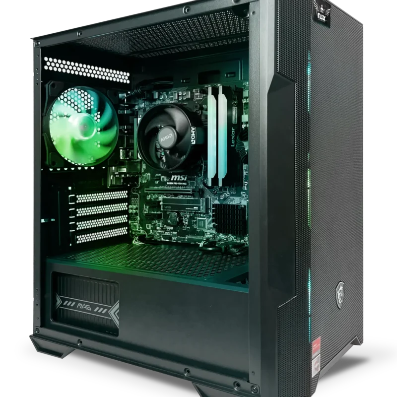 CPU GAMING NSX, AMD Ryzen 5 5600GT, 16GB RAM (2X8GB) DDR5-5200, 512GB SSD M.2, Fuente de 550W MSI, Teclado y Mouse USB – PGR5VAS4W-04