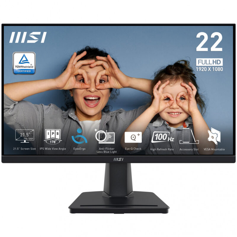 Monitor MSI Pro MP225 LED 21.5", 1920x1080 Full HD, 100Hz, HDMI, Negro - MSIPROMP225