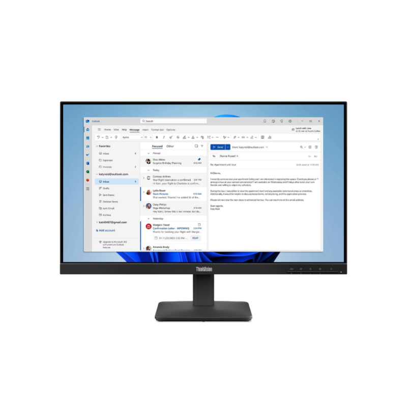 ThinkVision S24-4e Monitor de 23.8" Full HD, HDMI y VGA a 100Hz - Negro - 64B5KAR1LA