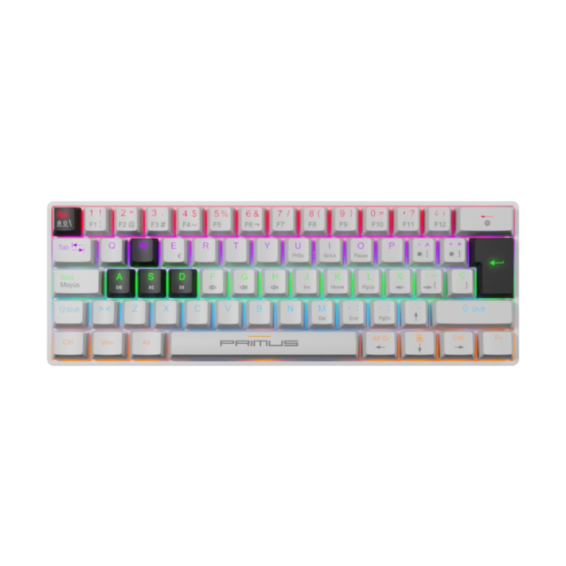 Teclado Gamer Marca PRIMUS Modelo BALLISTA61T Color Blanco - PKS-060W-S